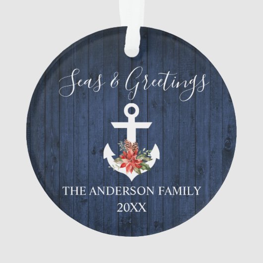 シーズアンドグリーティングブルーウッドポインセチアいかり オーナメント (裏面)