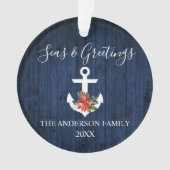 シーズアンドグリーティングブルーウッドポインセチアいかり オーナメント (正面)