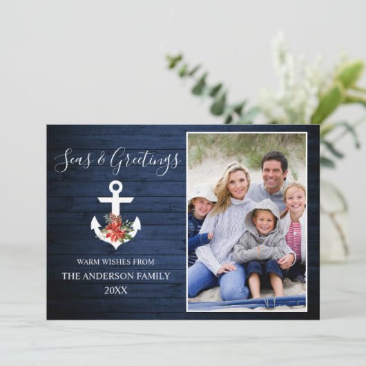 シーズアンドグリーティングブルーウッドポインセチアいかり シーズンカード (スタンド正面)