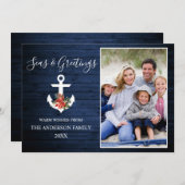 シーズアンドグリーティングブルーウッドポインセチアいかり シーズンカード (正面/裏面)