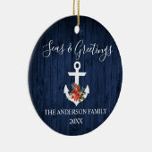 シーズアンドグリーティングブルーウッドポインセチアいかり セラミックオーナメント (右)