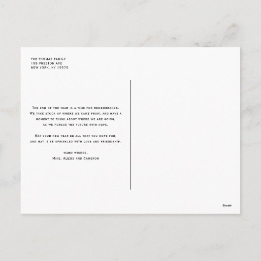 シーズエレガントンの挨拶が盛り上がる家族の写真 シーズンポストカード (裏面)