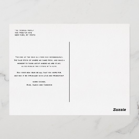 シーズエレガントンの挨拶が盛り上がる家族の写真 箔シーズンポストカード (裏面)