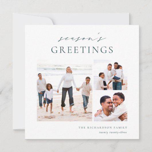 シーズエレガントンの挨拶写真コラージュのクリスマス シーズンカード (正面)