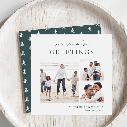 シーズエレガントンの挨拶写真コラージュのクリスマス シーズンカード