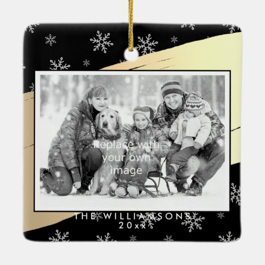 シーズエレガントンの挨拶金ゴールドがブラックで飛び散る セラミックオーナメント (裏面)