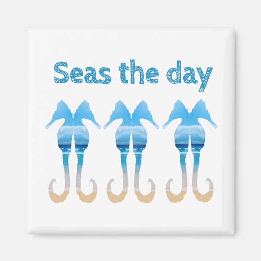 シーズザデイおもしろいビーチ引用文シーホース マグネット (正面)