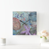 シーズザデイスクエア海洋生物ウォールクロック スクエア壁時計 (ホーム)