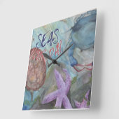 シーズザデイスクエア海洋生物ウォールクロック スクエア壁時計 (傾斜)