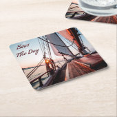 シーズザデイセーリングボート海 スクエアペーパーコースター (アングル)