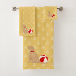 シーズザデイビーチドッグイエロータオルセット バスタオルセット