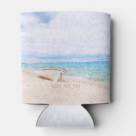 シーズザデイビーチ航海の魚釣りボート 缶クーラー (裏面)