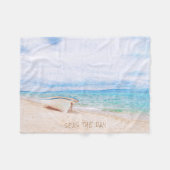 シーズザデイビーチ魚釣りボート フリースブランケット (正面(横))