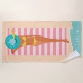 シーズザデイ |ビーチ美しい日光浴名前をカスタムする ビーチタオル (正面)