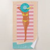 シーズザデイ |ビーチ美しい日光浴名前をカスタムする ビーチタオル (正面)