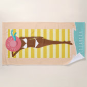 シーズザデイ |ビーチ美しい日光浴名前をカスタムする ビーチタオル (正面)