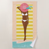 シーズザデイ |ビーチ美しい日光浴名前をカスタムする ビーチタオル (正面)