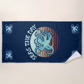 シーズザデイ 夏のバイブタコ| Summer Vibes Octopus ビーチタオル (正面)