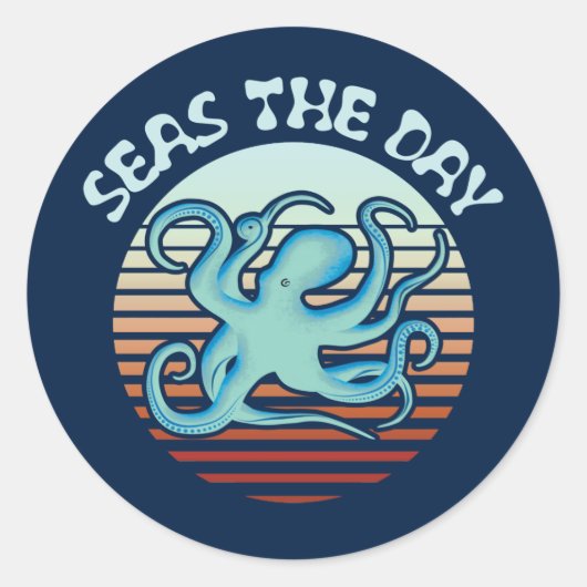 シーズザデイ 夏のバイブタコ| Summer Vibes Octopus ラウンドシール (正面)
