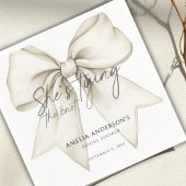 シーズタイイングザノットホワイトボウブライダルシャワー スタンダードカクテルナプキン
