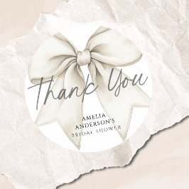 シーズタイイングザノットホワイトボウブライダルシャワー ラウンドシール