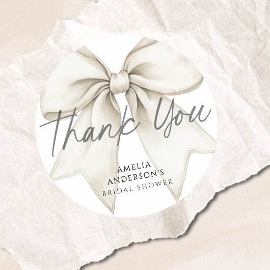 シーズタイイングザノットホワイトボウブライダルシャワー ラウンドシール