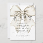 シーズタイイングザノットホワイトボウブライダルシャワー 招待状 (正面)