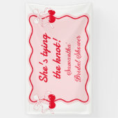 シーズタイイングザノット弓ブライダルシャワーへようこそ 横断幕 (縦)