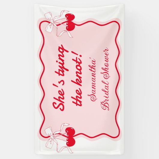 シーズタイイングザノット弓ブライダルシャワーへようこそ 横断幕 (縦)