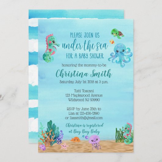 シーズベビーシャワー招待状 招待状 (正面/裏面)