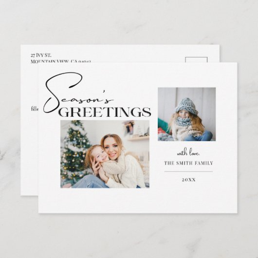 シーズモダンンの挨拶タイポグラフィ2 – 写真 シーズンポストカード (正面/裏面)