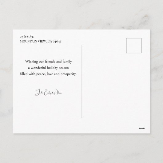 シーズモダンンの挨拶タイポグラフィ2 – 写真 シーズンポストカード (裏面)