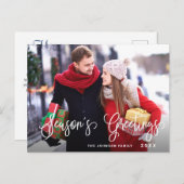 シーズモダンングリーティングフォトクリスマスホリデー ポストカード (正面/裏面)