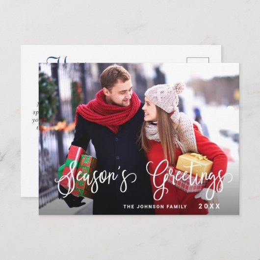 シーズモダンングリーティングフォトクリスマスホリデー ポストカード (正面/裏面)