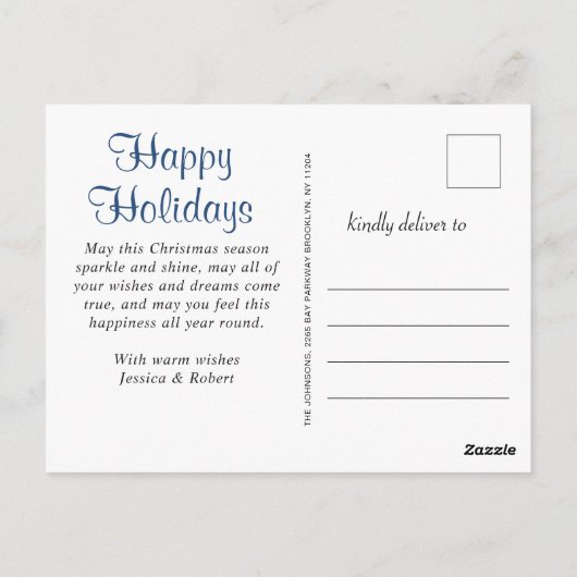 シーズモダンングリーティングフォトクリスマスホリデー ポストカード (裏面)