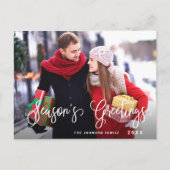 シーズモダンングリーティングフォトクリスマスホリデー ポストカード (正面)