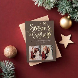 シーズモダンングリーティングフォトフォイルホリデーカード 箔シーズンカード