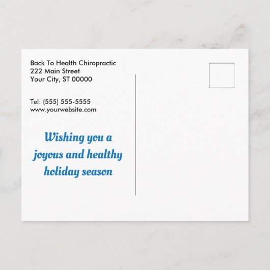 シーズモダンンズグリーティングズシルバーブルーカイロプラクティック シーズンポストカード (裏面)
