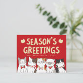 シーズンのあいさつのかわいいおもしろいねこがカロリング シーズンポストカード (スタンド正面)