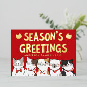 シーズンのあいさつのかわいいおもしろいねこがカロリング 箔シーズンカード (立ち正面)