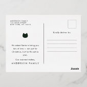 シーズンのあいさつのかわいいおもしろいねこがカロリング 箔シーズンポストカード (裏面)