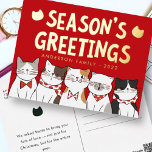 シーズンのあいさつのかわいいおもしろいねこがカロリング 箔シーズンポストカード<br><div class="desc">猫のキャロル。「今シーズンだから、ニャニャニャニャニャニャニャニャニャニャニャニャニャニャニャニャニャニャニャニャー！利用可能： http://www.zazzle.com/selectpartysupplies</div>