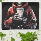 シーズンのクリエプニングクリスマススケルトン キッチンタオル (折り畳み)