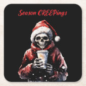 シーズンのクリエプニングクリスマススケルトン スクエアペーパーコースター (正面)