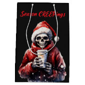 シーズンのクリエプニングクリスマススケルトン ミディアムペーパーバッグ (裏面)