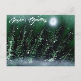 シーズンのグリーティングウィンターグリーン ポストカード