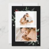 シーズンのグリーティングウィンターベリー植物写真 シーズンカード (裏面)