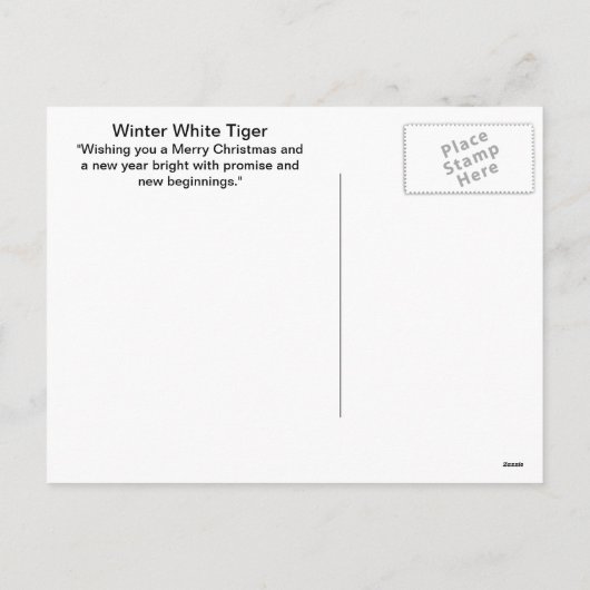 シーズンのグリーティングウィンターホワイトタイガー シーズンポストカード (裏面)