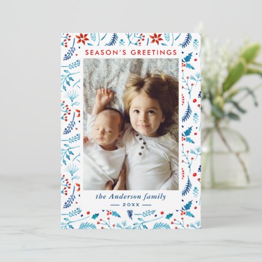 シーズンのグリーティングクリスマスウィンターベリーの写真 シーズンカード (スタンド正面)
