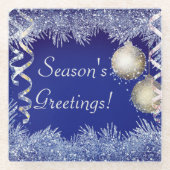 シーズンのグリーティングクリスマスグリッタークリスマス ガラスコースター (正面)